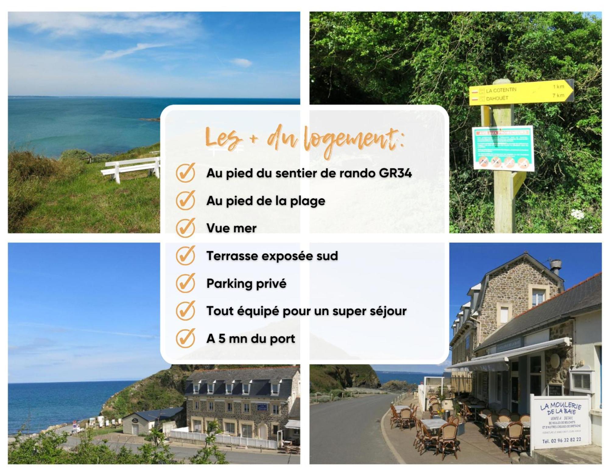 Appart' Avec Grande Terrasse Vue Mer -50M Plage Et Du Sentier De Randonnee Planguenoual Exterior photo
